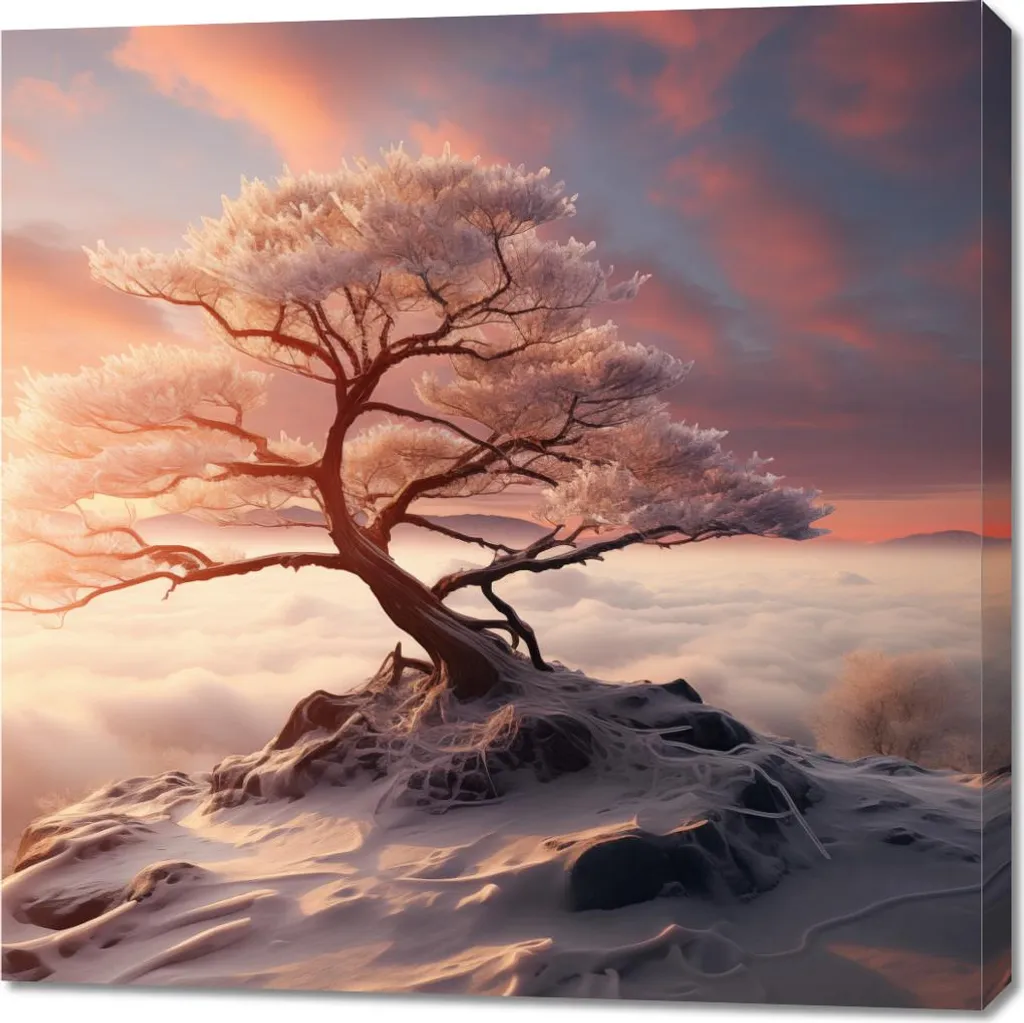Image Odyssée Hivernale 90x90cm pour Salon - Déco Murale Poétique