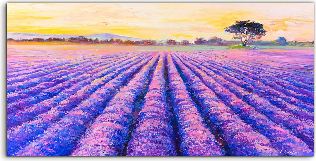 Coloray Canvas 100x50 Wandbild Leinwand Bilder Deko Lavendel Baum Abstrakt farbenfroh