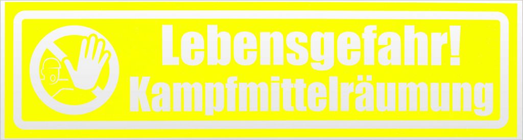 Kiwistar Lebensgefahr! Kampfmittelräumung invertiert Magnetschild Schild magnetisch - 20cm Neongelb - Magnetfolie für Auto PKW Kfz