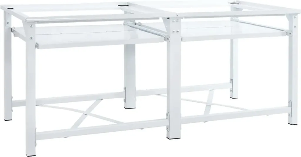 Support machine à laver avec étagères rétractables, 2 pièces blanches