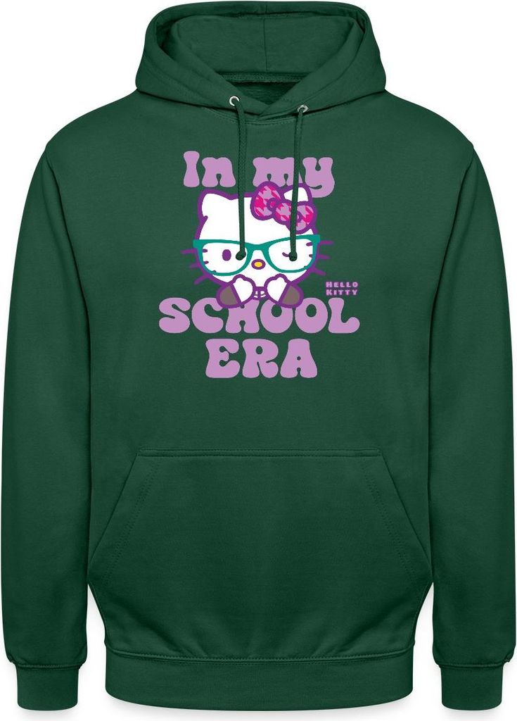 Spreadshirt Hello Kitty Schulkind In My School Era Uni Hoodie, 4XL, Flaschengrün