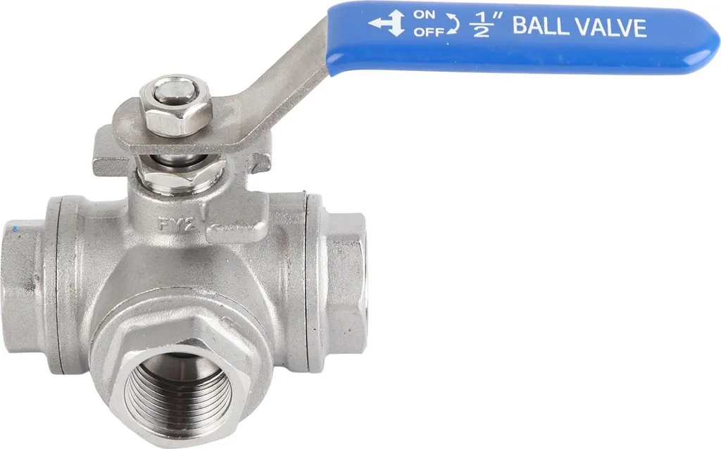 Robinet à boisseau sphérique DN15 inox SUS304 à raccord en T trois voies