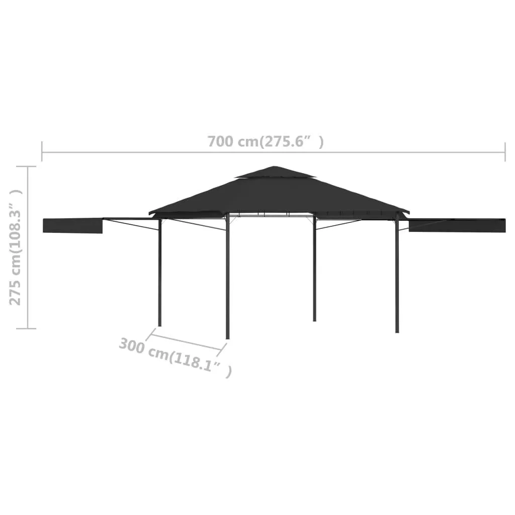 Tonnelle de Jardin avec Toit Double Extensible 3x3m en Polyester 180g - 7