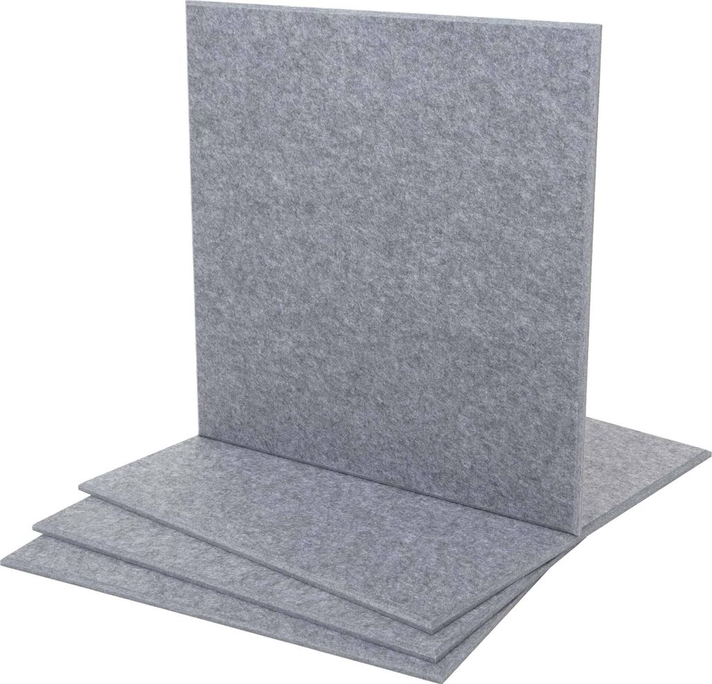 4er-Set Akustikwandpaneel MCW-L52, Wandpaneele Akustikplatten, schalldämmend 1qm Fläche 50x50cm grau
