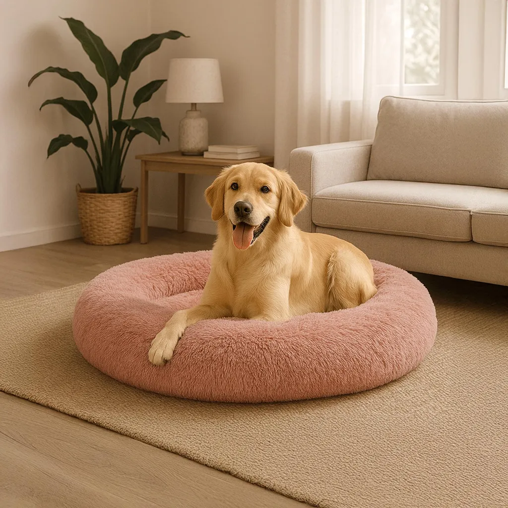 Belviona Donut Dog Bed Rosa Scuro 100cm | Cuccia Antistress Morbida