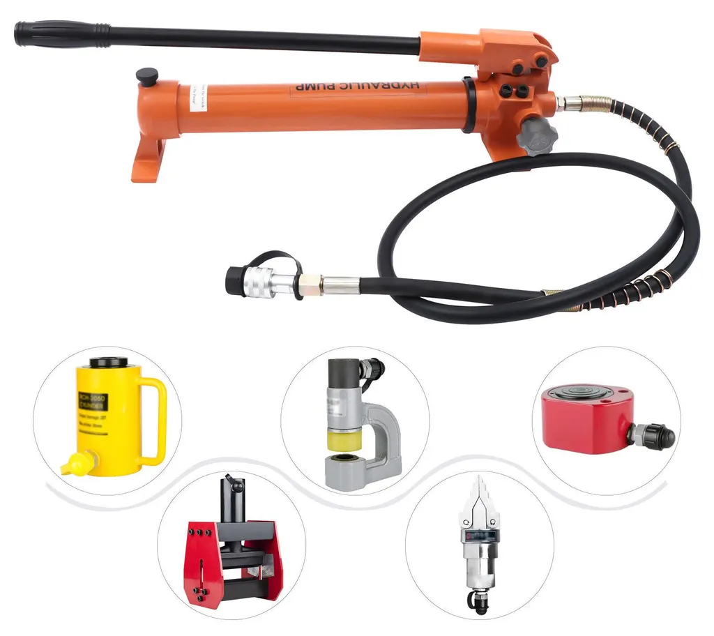 Pompe hydraulique manuelle en acier orange avec commutation de pression - 2