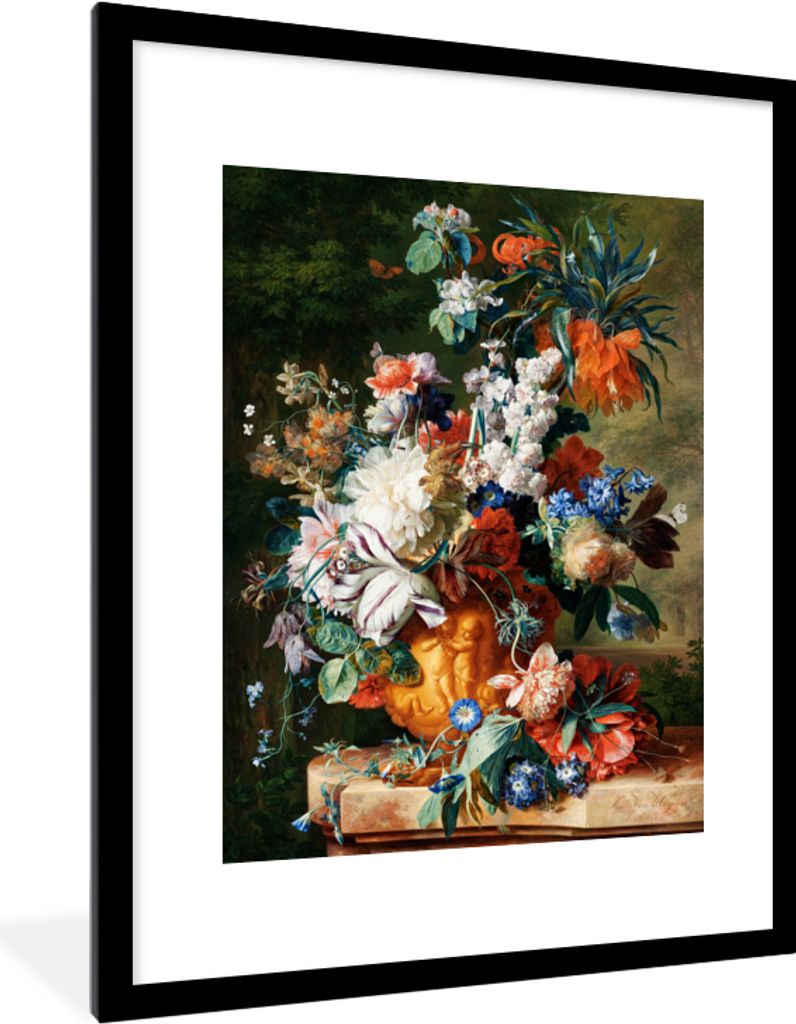 MuchoWow MuchoWow Gerahmtes Poster Ölfarbe - Blumen - Stilleben 60x80 cm - Poster mit zchwarzem Bilderrahmen - Wohnzimmer - Dekorationen - Pr...