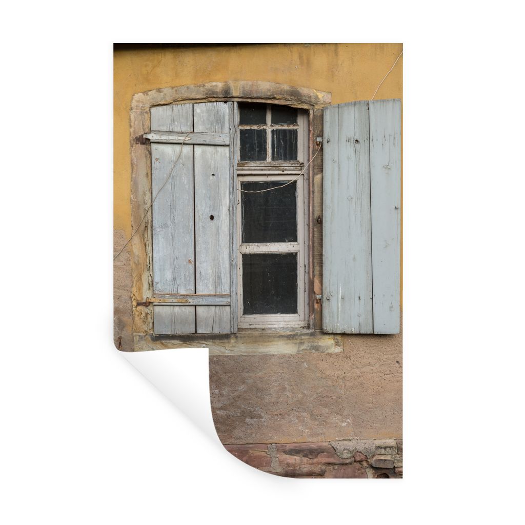 MuchoWow Wandtattoo Wandsticker Wandaufkleber Architektur - Frankreich - Fenster 20x30 cm Selbstklebend und Repositionierbar - Sticker - Dekorfolie