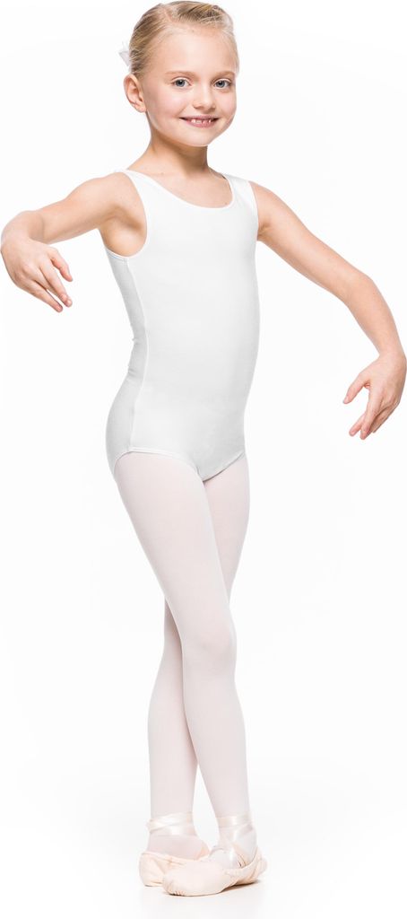 BATYLDA - Kinder Ballettbody für Tanz, weiß. Batylda Ballettbody für Tanz, Rhythmische Sportgymnastik, weiß 122/128