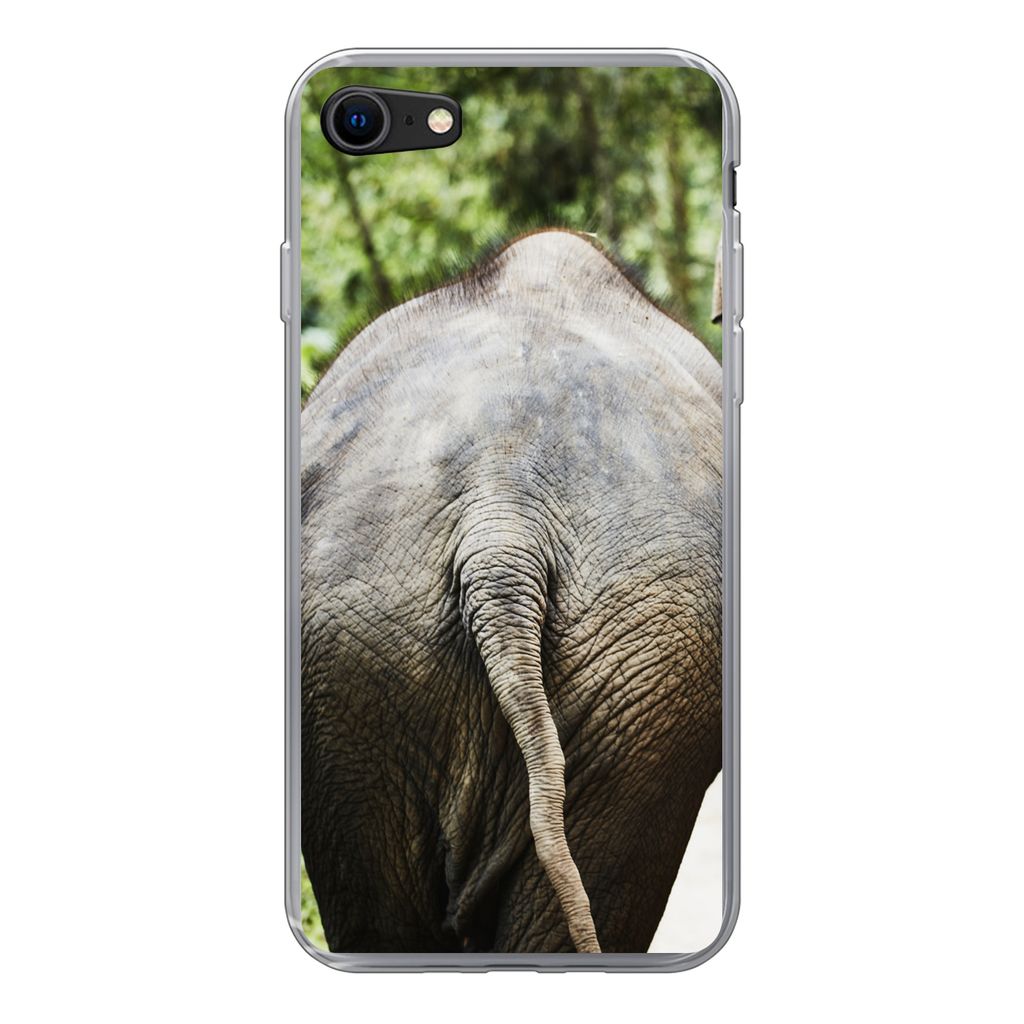 MuchoWow Handyhülle Schutzhülle Hülle für iPhone 8 Elefant - Tiere - Grau - Natur Silikon Softcase Handy Hülle - Schutzhaube