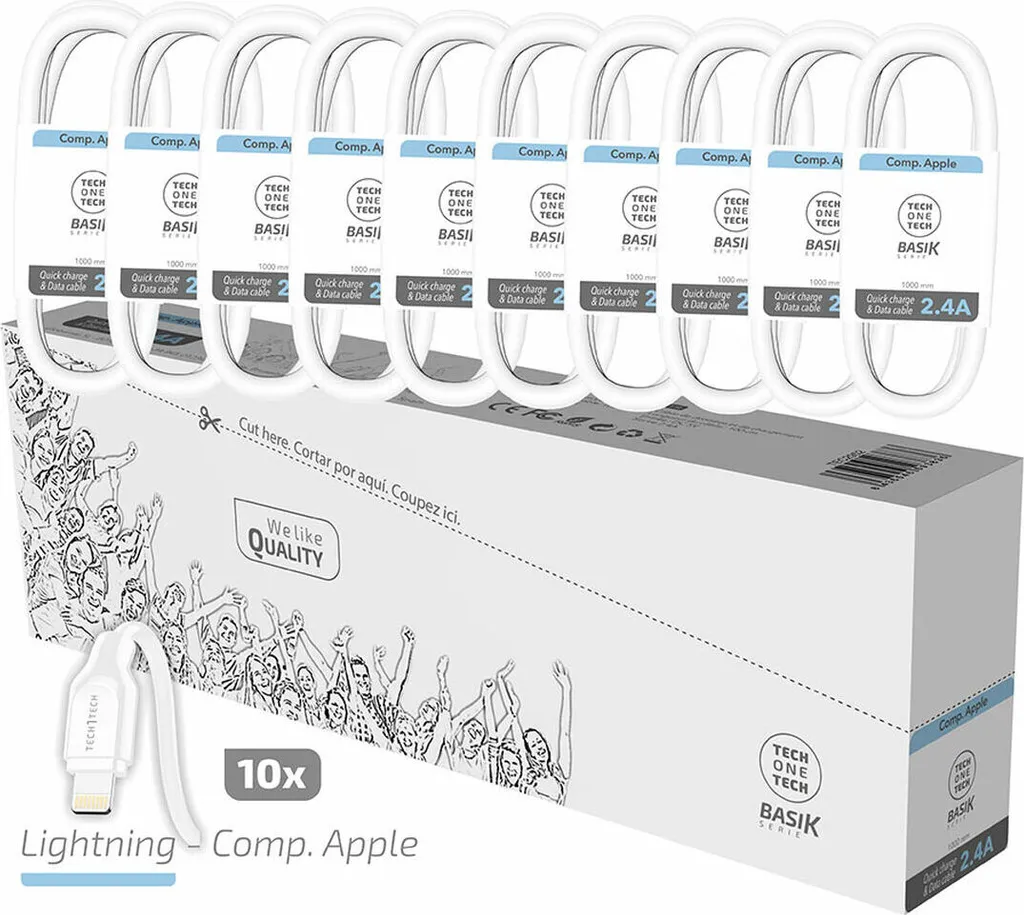 Câble Lightning 2,4A Charge Rapide Pack x10 Synchronisation de Données