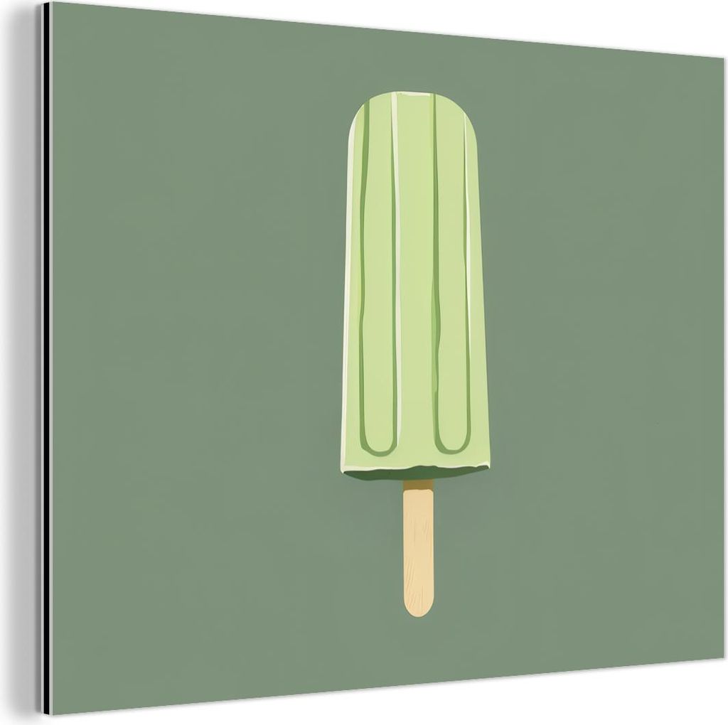 MuchoWow Wanddekoration Metall Metallbild Wandkunst 40x30 cm Grün - Wassereis - Stock - Illustration MuchoWow Aluminium Gemälde - Dekoration Wohn...