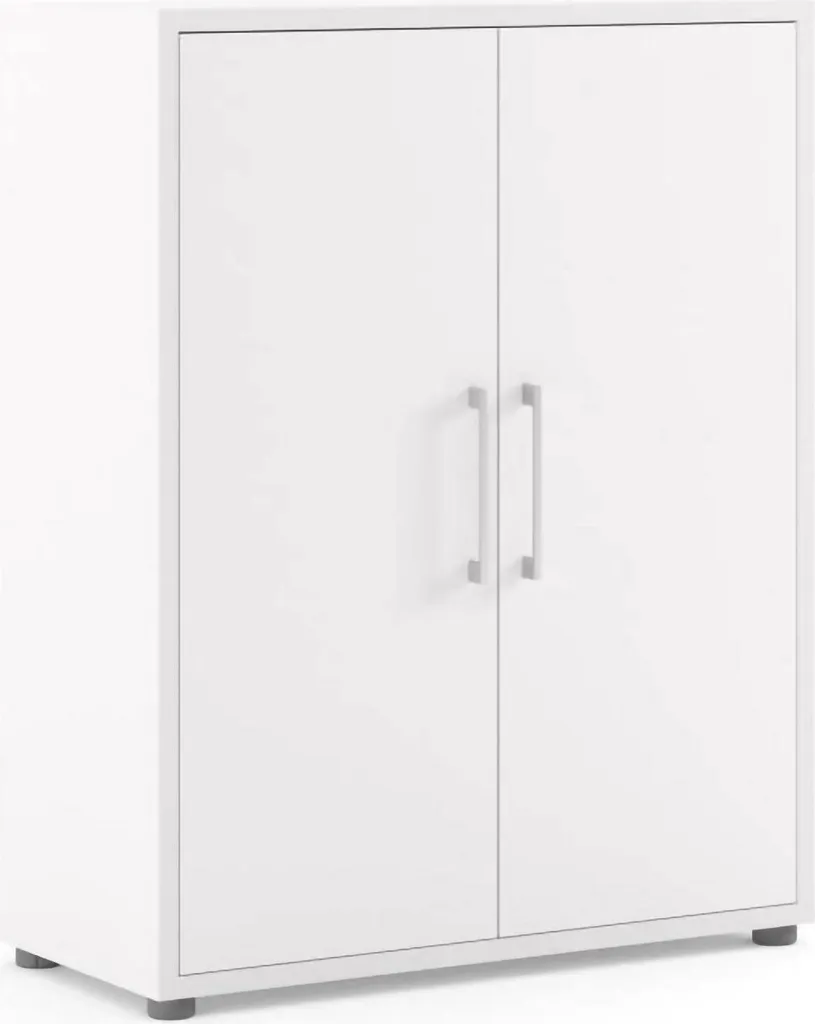 Buffet 2 étagères Warszawa blanc meuble en bois gain de place