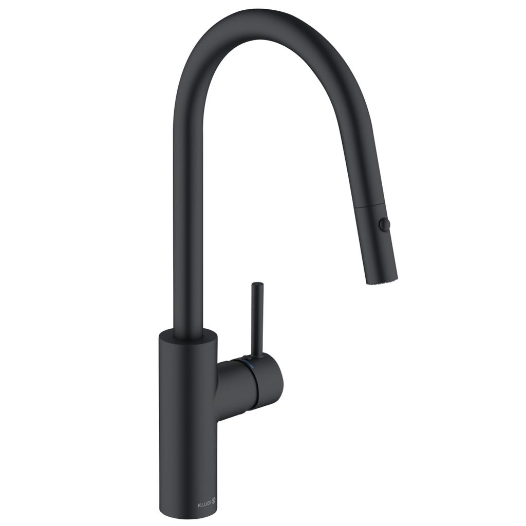Armatur E-GO Voice in SCHWARZ MATT mit schwenkbarem Brauseauslauf / Küchenarmatur / Einhebelmischer