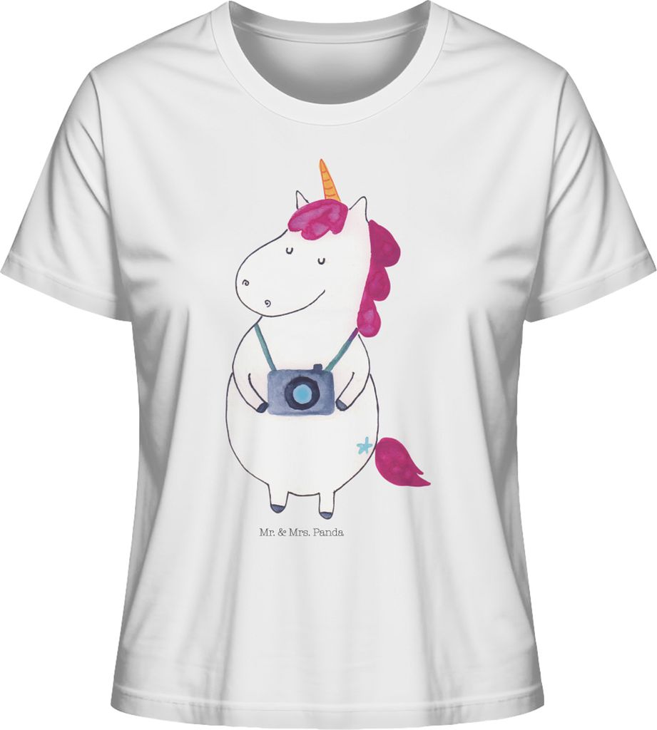 Mr. & Mrs. Panda Damen T-Shirt Einhorn Fotograf Größe M - Weiß - Geschenk, Urlaub, Fotografie, Einhörner, Unicorn, für Frauen, Städtereise, O...