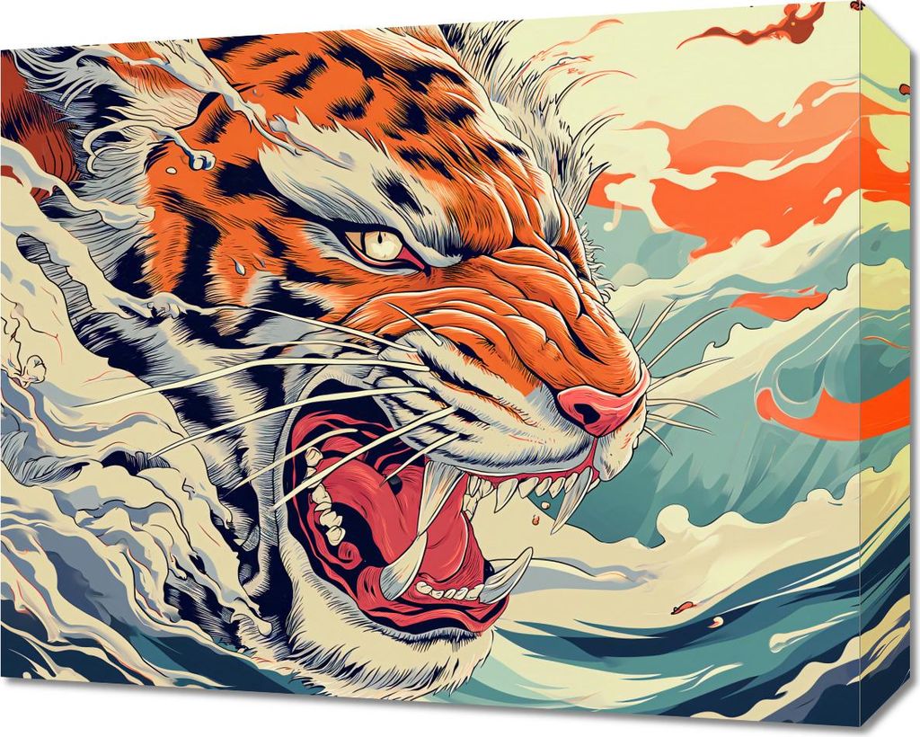 Bild 50x40cm Tiger auf der Welle