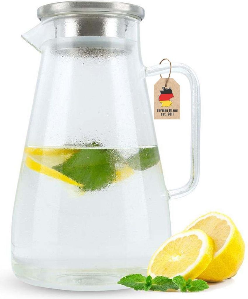 Intirilife Karaffe in KLAR – 1,5 Krug mit Henkel und Deckel Produktbild 