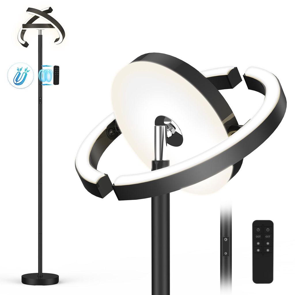 FIMEI Saturn-Stehlampe 36W,Stufenlos dimmbar, 3000K-6000K, Steuerung per Fernbedienung/Touchbedienung