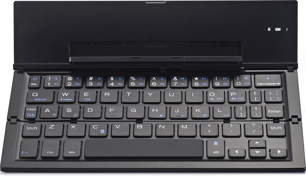Clavier Bluetooth pliable en aluminium noir pour taper vite sur tablette