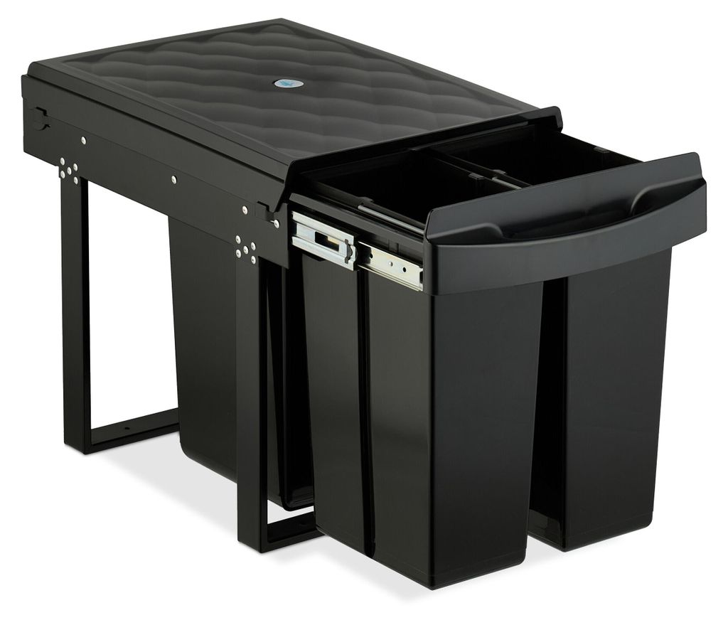 Relaxdays Einbaumülleimer, 3 Fächer, 20l, 2x 10l, HBT: 41,3 Produktbild 