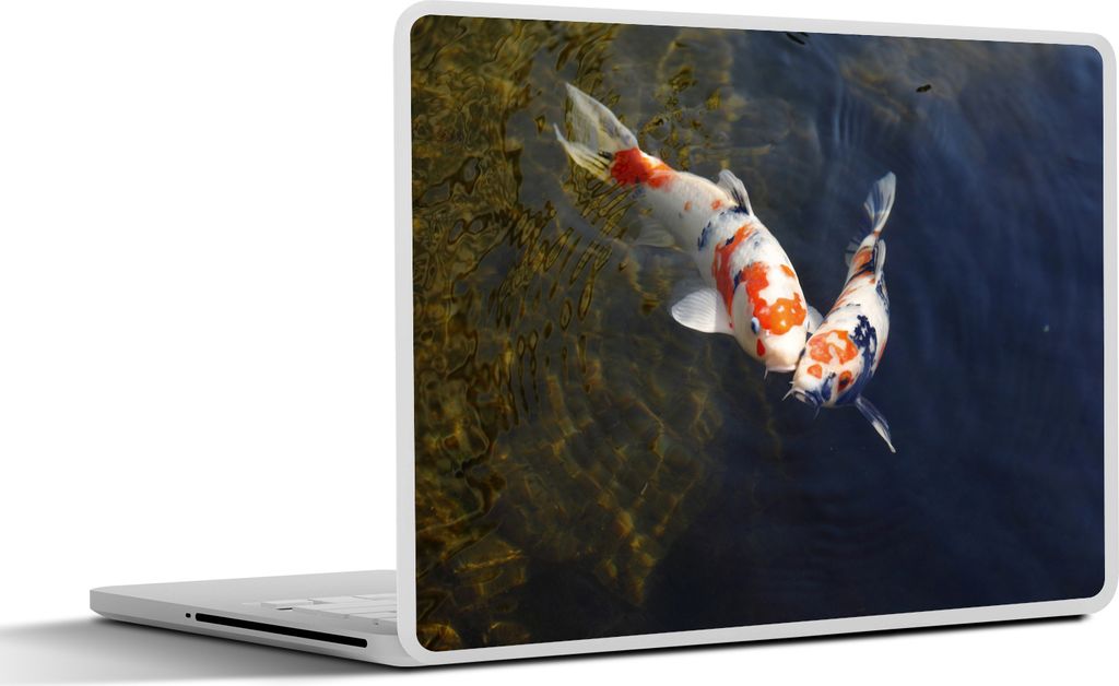 MuchoWow Laptop Aufkleber Sticker Cover Zwei Koi-Karpfen im Wasser 30x22 cm - Laptop-Sticker