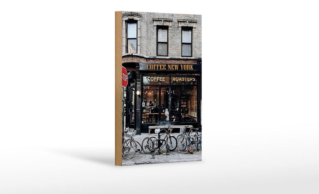 Holzschild Spruch 12x18cm Coffee new York Kaffee