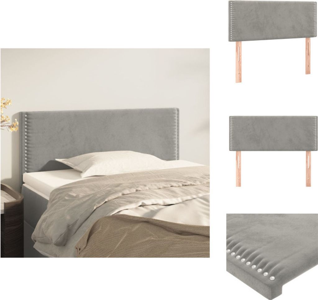 vidaXL Kopfteil Hellgrau 80x5x78/88 cm Samt - Kopf- & Fußenden