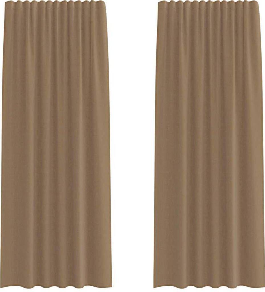 vidaXL Voile Vorhänge mit Stangentaschen 2 Stk. Hellbraun
