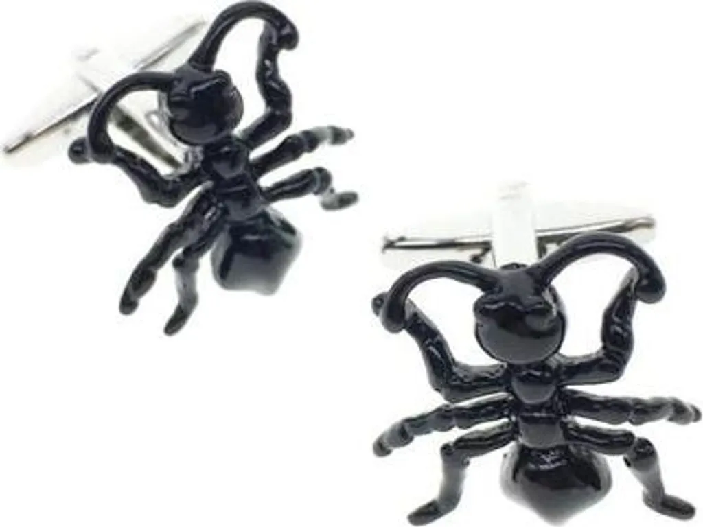 Boutons de manchette fourmi noire en acier - Accessoire élégant chic
