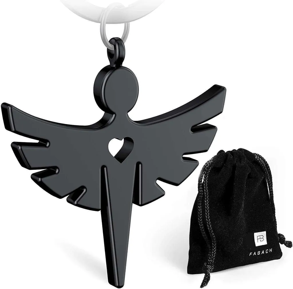 Pendentif Ange Gardien pour Voiture - Porte-bonheur en Métal Noir Chic
