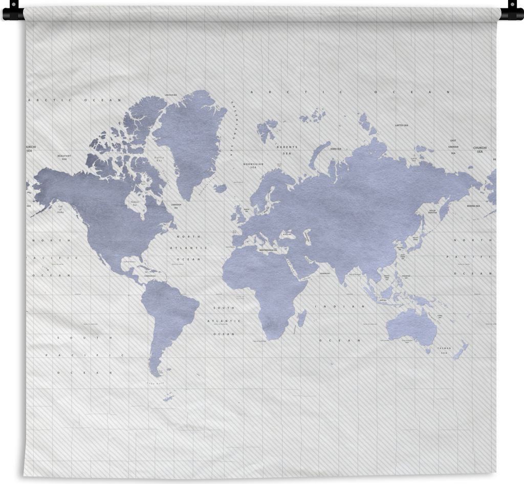 MuchoWow® Wandteppich Wandbehang Weltkarte - Blau - Produktbild 