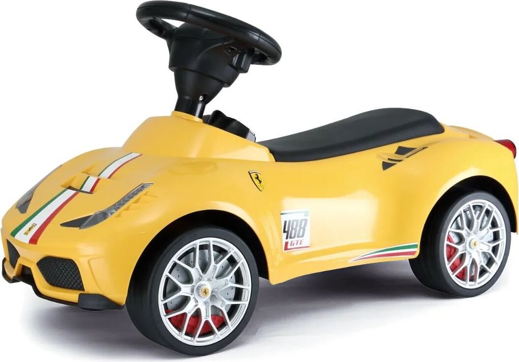 Ferrari 488 Rutschauto für Kinder (1–3 Jahre) – Offiziell lizenziert, Anti-Rutsch Räder, Kippschutz & Stauraum – Laufauto Baby – Gelb