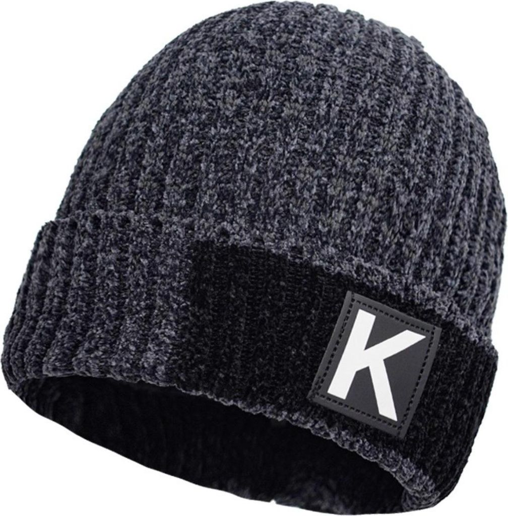 INF Wintermütze Herren, Chenille Strickmütze mit Fleecefutter und Ohrenklappen Grau