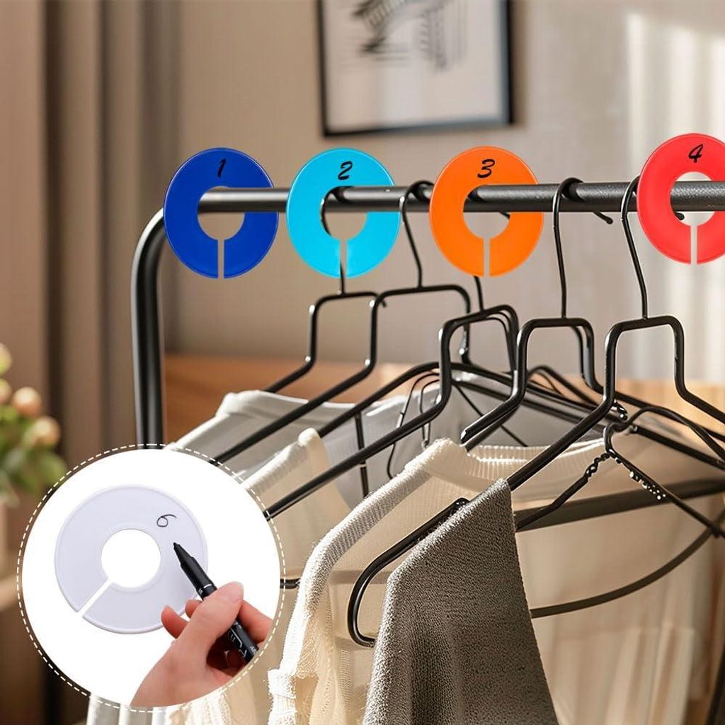 Runde Kleiderbügel Verteiler - Größenverteiler für Kleiderständer - 30 Stück - 10 Farben - Kunststoff