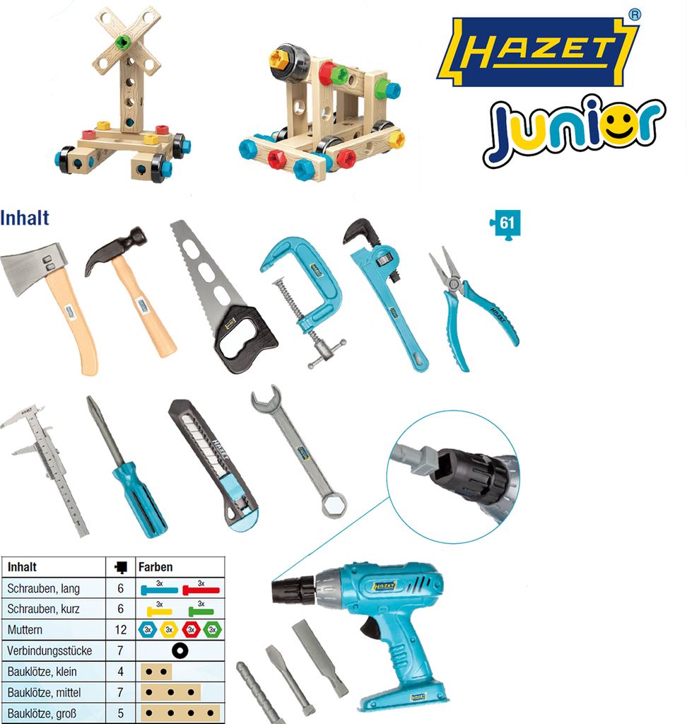 Hazet Kinderspielzeug Werkzeugsatz 61-teilig (für Kinder ab Produktbild 15