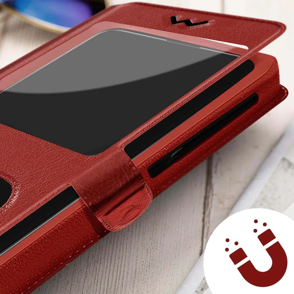 Cover Universale Smartphone Rossa 120x126x63mm con Doppia Finestra Display - 5
