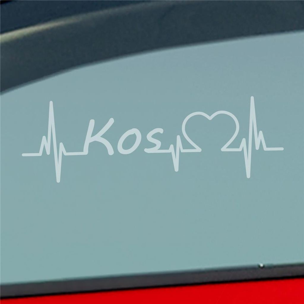 Auto Aufkleber Kos Puls Herzschlag mit Insel Motiv 19x6 cm Milchglas Sticker Heckscheibenaufkleber