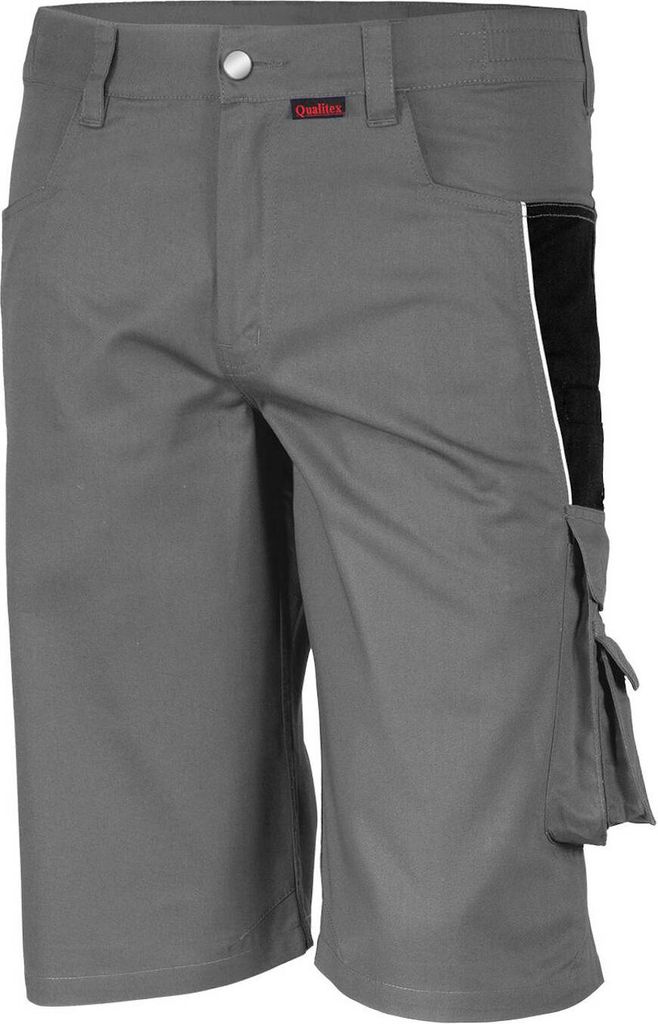 Qualitex kurze Arbeitshose - strapazierfähige PROfessionals Shorts aus faserverstätktem Gewebe - in Farbe: grau/schwarz - Herren: 50 - Damen: 44