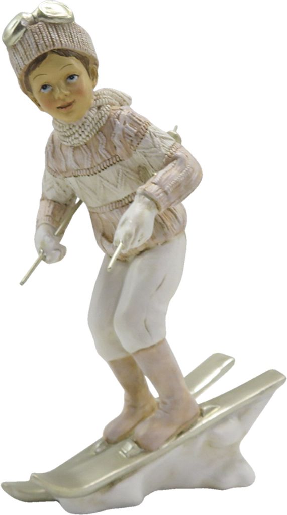 Clayre & Eef Figur Kind 19 cm Rosa Weiß Kunststoff