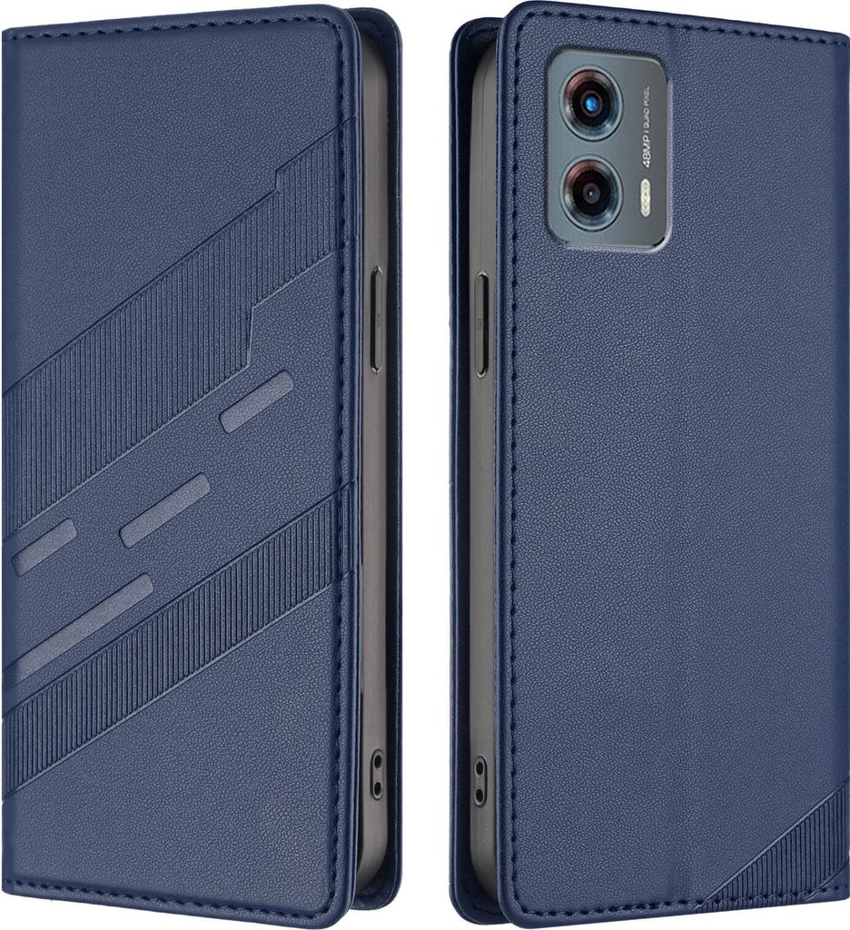 Hülle für Motorola Moto G 5G 2023, Kunstleder Brieftaschen Handyhülle mit Kartenfach und Standfunktion Blau