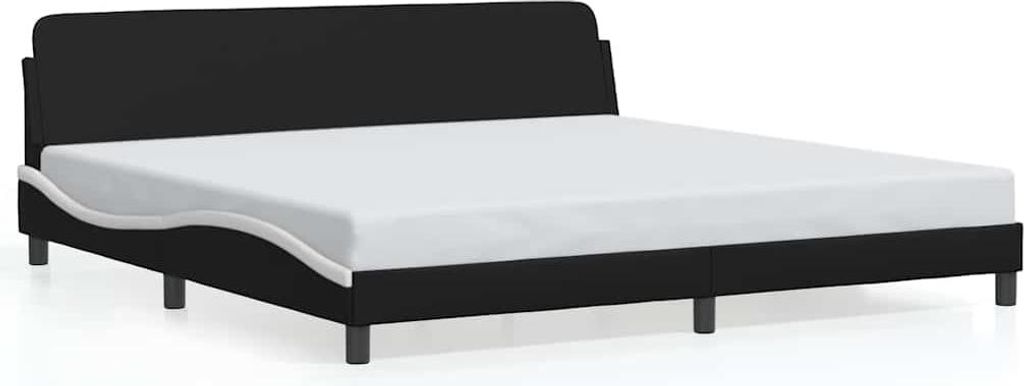 vidaXL Bettgestell "Dover" Schwarz und Weiß 200x200 cm Kunstleder