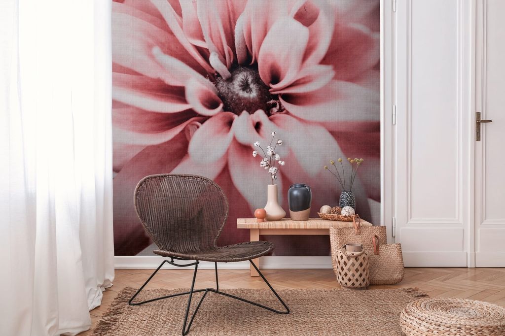 NEWROOM Tapete Rosa Vliestapete Blumen - Wandbild Floral Weiß Grau Blüten Floral Tapete Romantisch Blumentapete