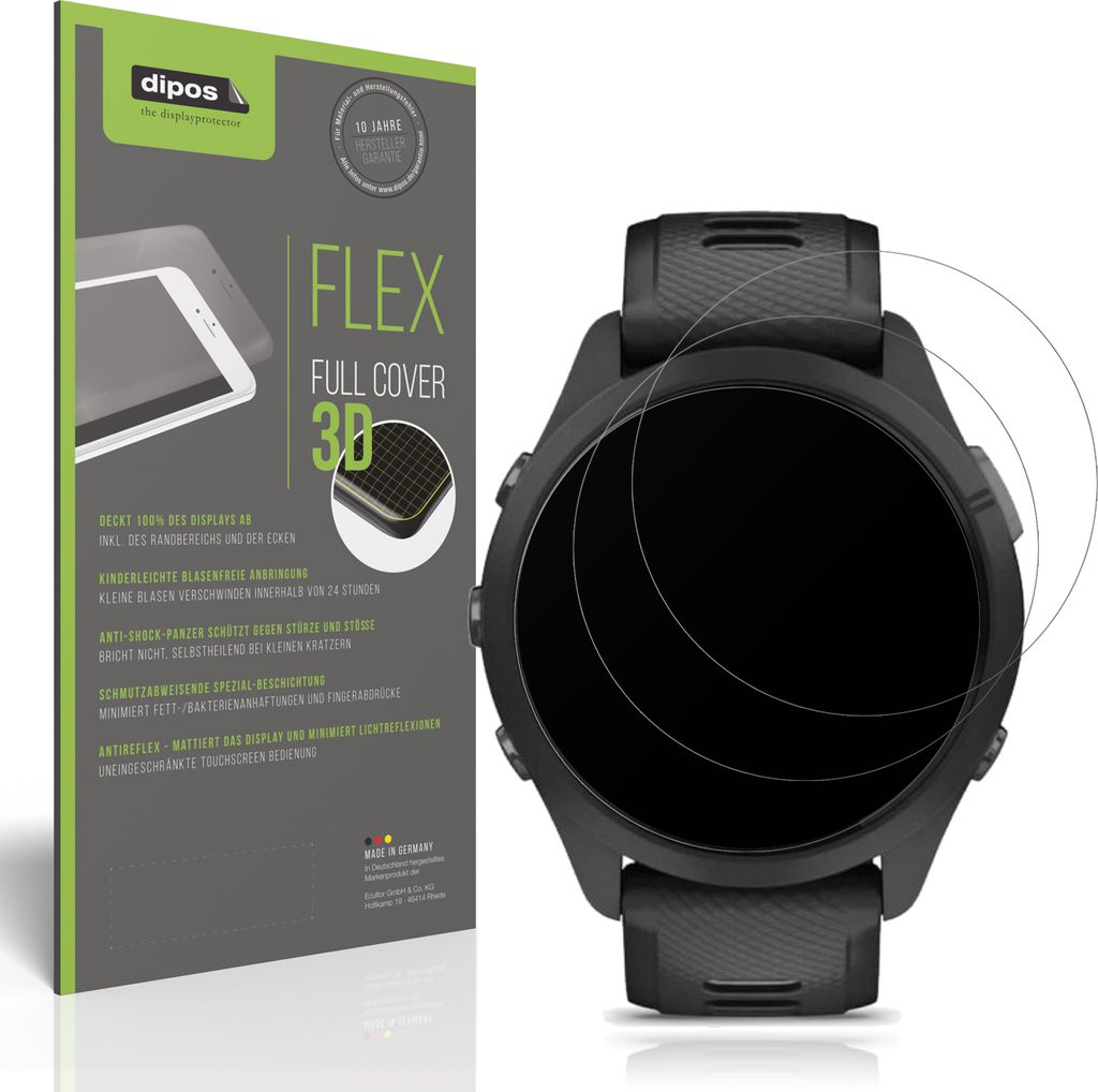 2x Full Cover Schutzfolie matt für Garmin Forerunner 265s Produktbild 