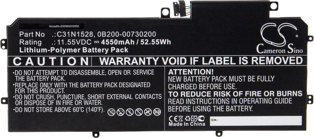 vhbw Akku kompatibel mit Asus ZenBook Flip UX360CA-C4181T, UX360CA-C4183T, UX360CA-C4184T, UX360CA-C4179T Notebook (4550 mAh, 11,55 V, Li-Polymer)