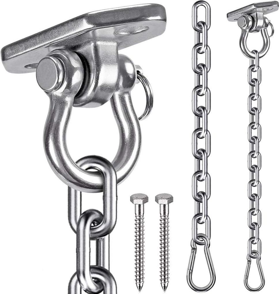 Schwenk-Deckenmontage für Hängesessel - schwere Schwenk-Haken mit Kette - Spielplatz-Hängesessel-Set mit Baum-Gymnastikseil - schwere Tasche fü...
