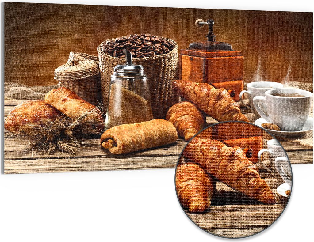 DEQORI Hybrid Leinwand Bild 100x50 cm 'Genussvolle Pause' Wandbild Glas flach modern
