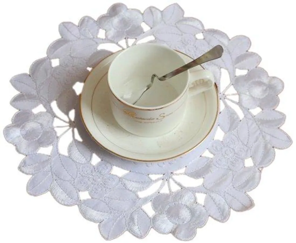 Sets de table macramé anti-rayures 30 cm blanc lot de 2 protection déco