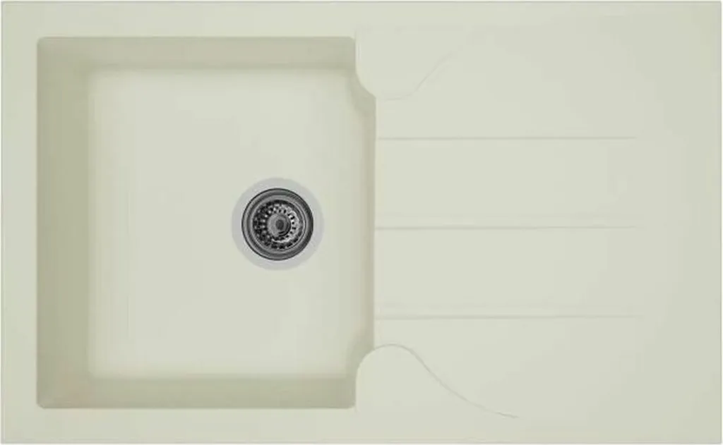 Évier de cuisine Aloa blanc anti-tache en résine 1 cuve et égouttoir 81cm