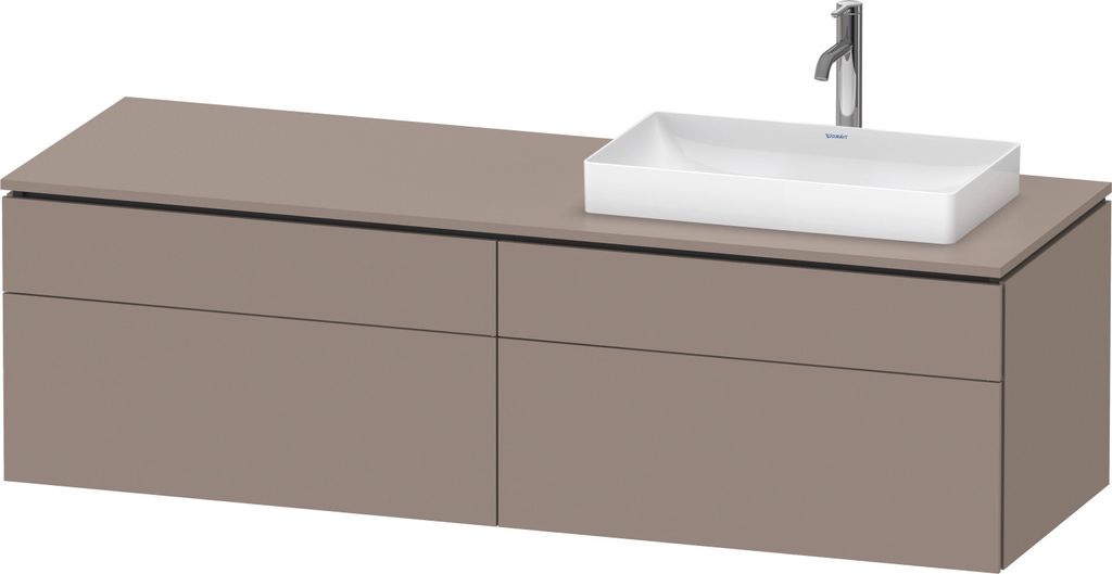 Duravit L-Cube Konsolenwaschtischunterbau wandhängend, inklusive Konsolenplatte, 4 Auszüge, Becken rechts, 1620x482x550mm, LC4871R43430000