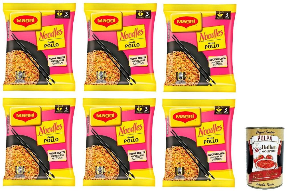 6x Maggi Nudeln mit Hühnergeschmack, 71g+ Italitan Gourmet polpa 400g